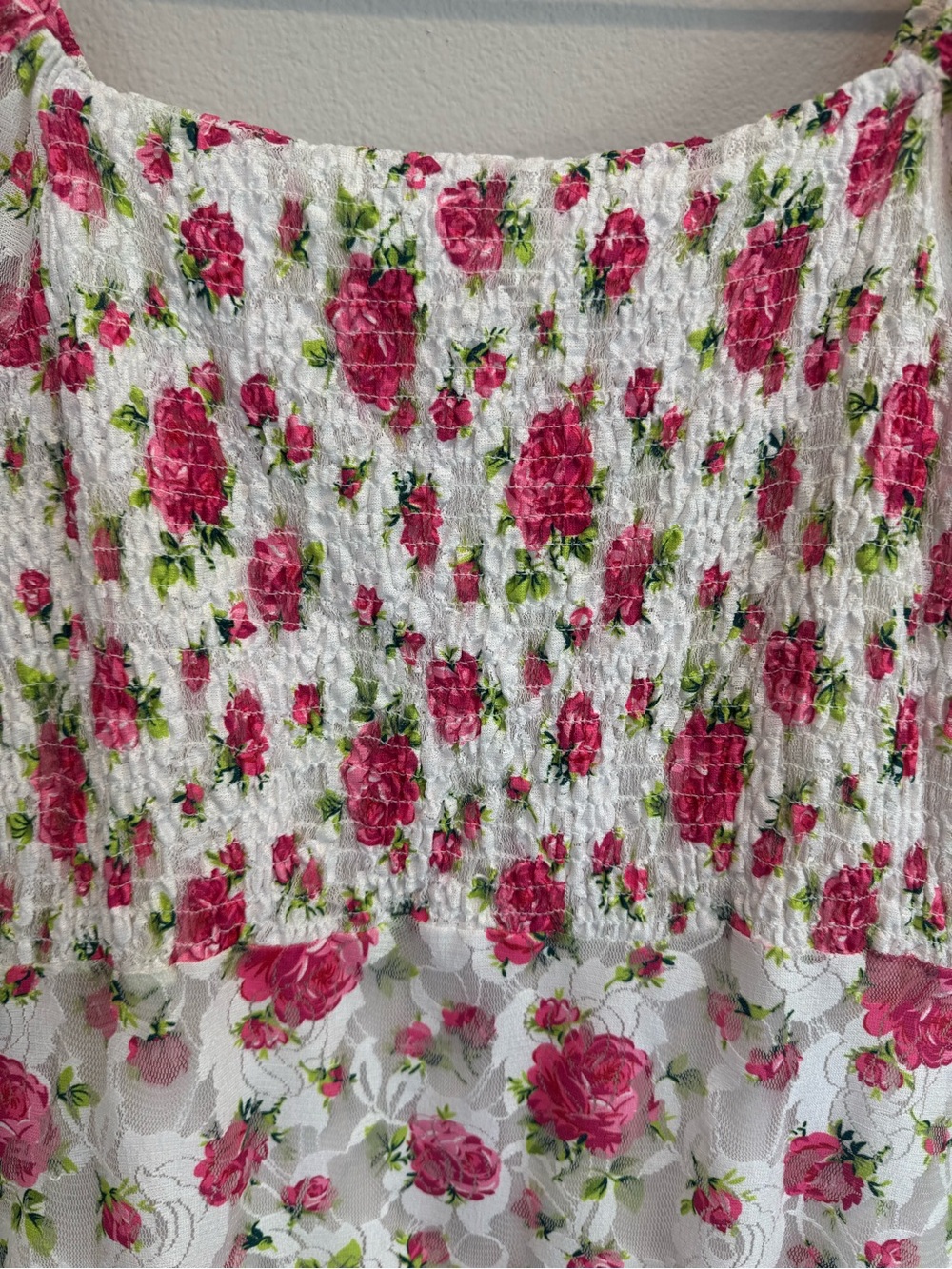 Betsey Johnson Goldie Floral Mini Dress Puff Sleeve Smocked Y2K Large - Picture 9 of 13